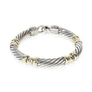 David Yurman Yellow Gold & Sterling Silver  Metro Cable Bracelet